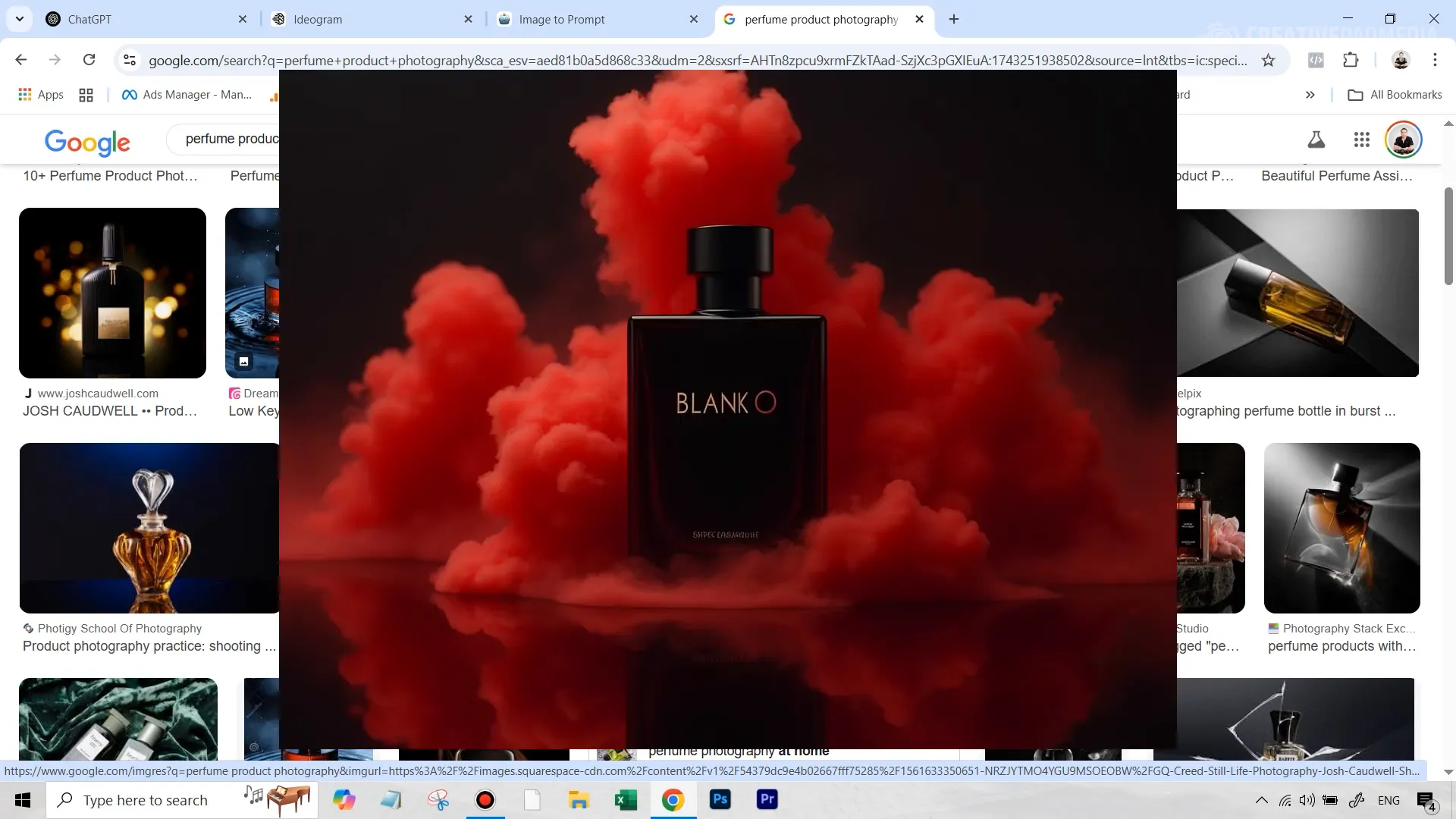 ساخت تصویر محصول با هوش مصنوعی جستجوی تصاویر عطر با رنگ تیره در گوگل