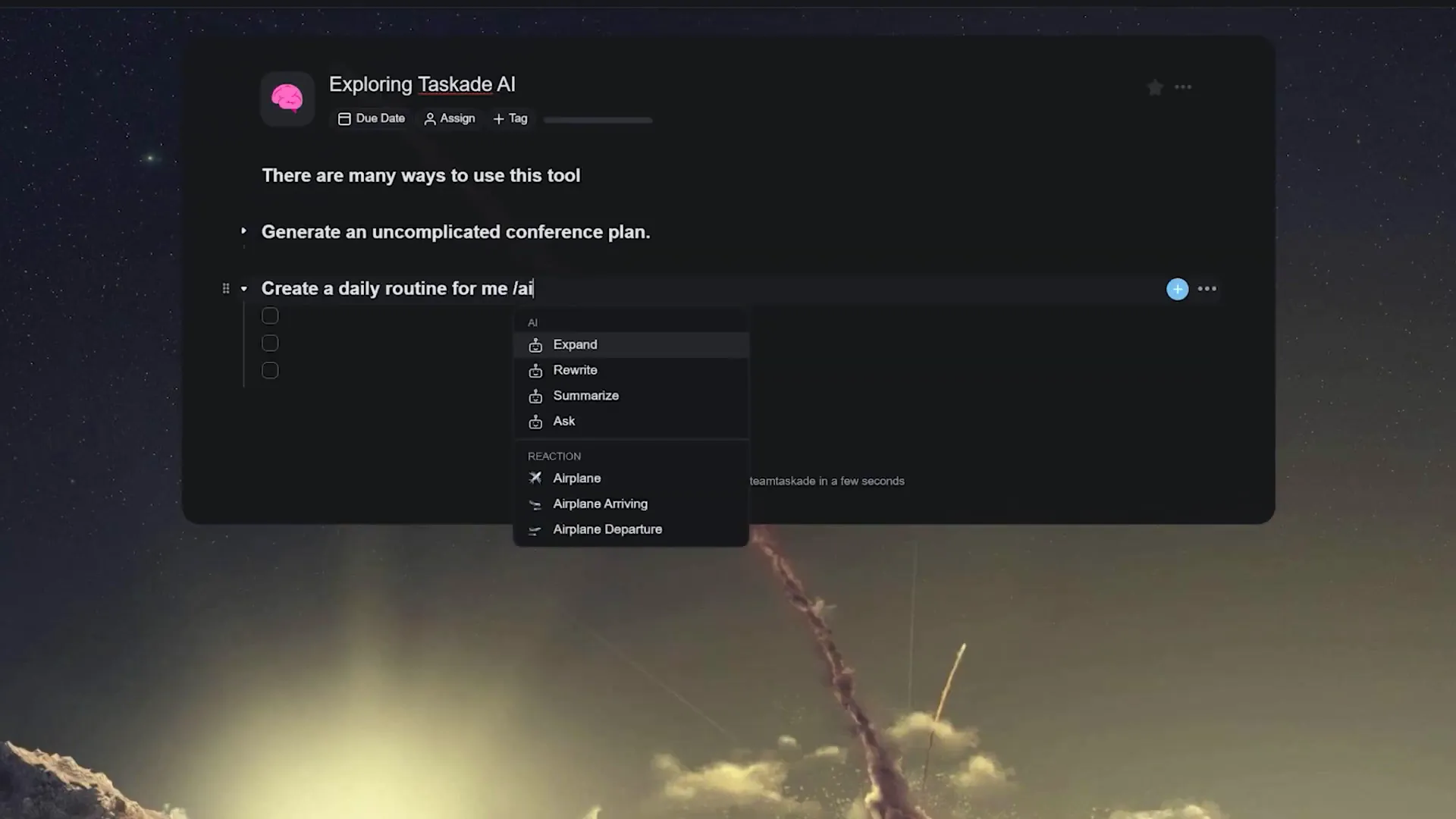 خلق ایده‌ها و تبدیل آن‌ها به پروژه‌های پویا در Taskade