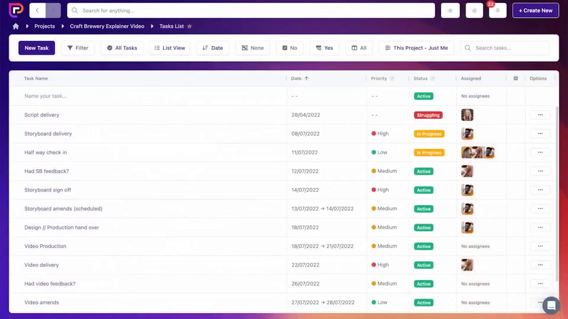 داشبورد همکاری و مدیریت پروژه در Project.co