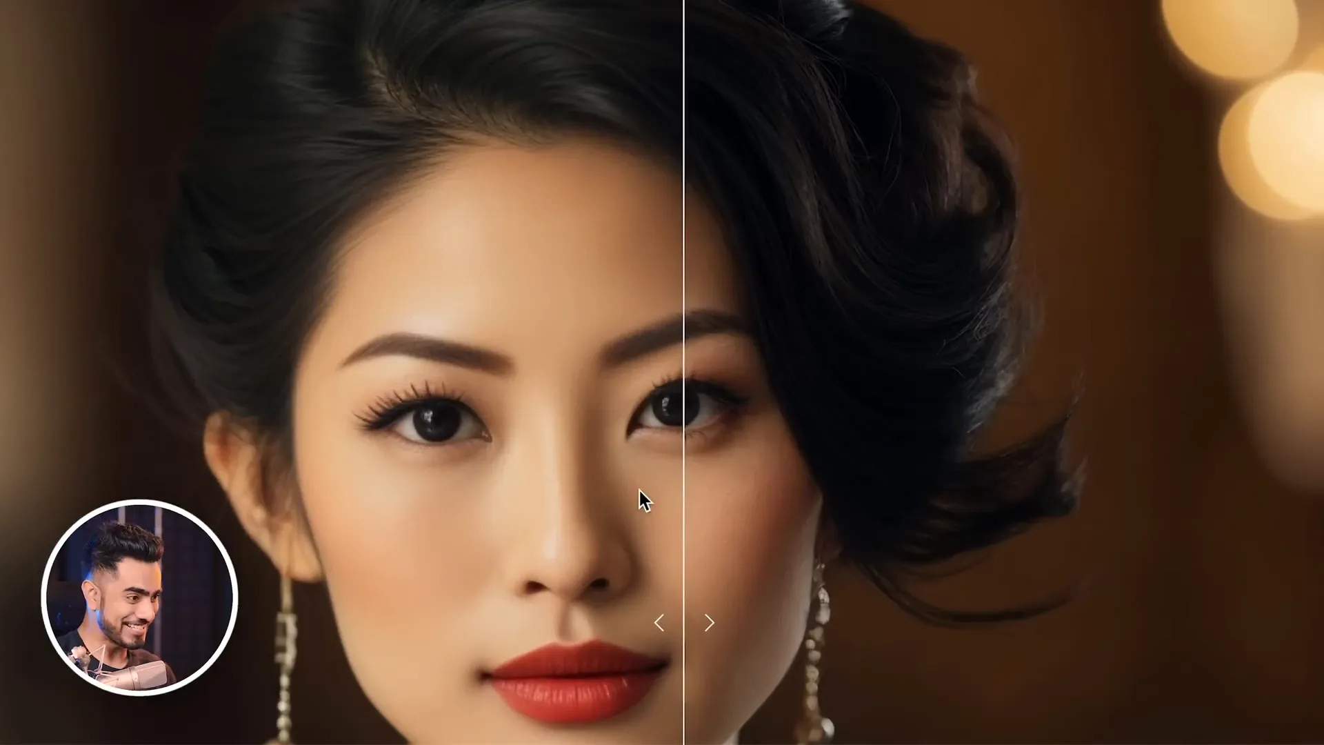 مقایسه قبل و بعد از افزایش کیفیت پوست و جزئیات لبها و چشمها